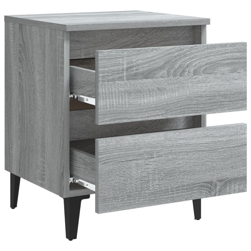 Yöpöydät metallijaloilla 2 kpl harmaa Sonoma 40x35x50 cm - Sisustajankoti.fi