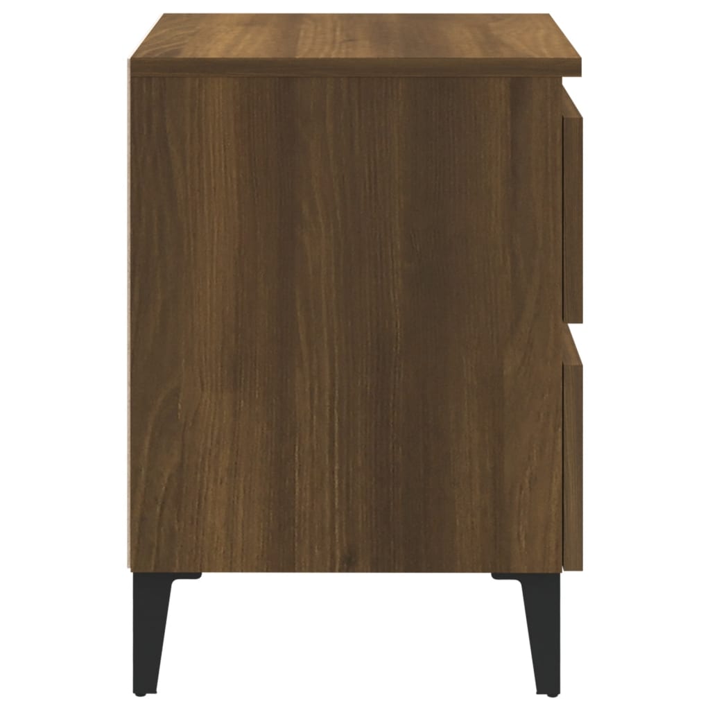 Yöpöydät metallijaloilla 2 kpl ruskea tammi 40x35x50 cm - Sisustajankoti.fi
