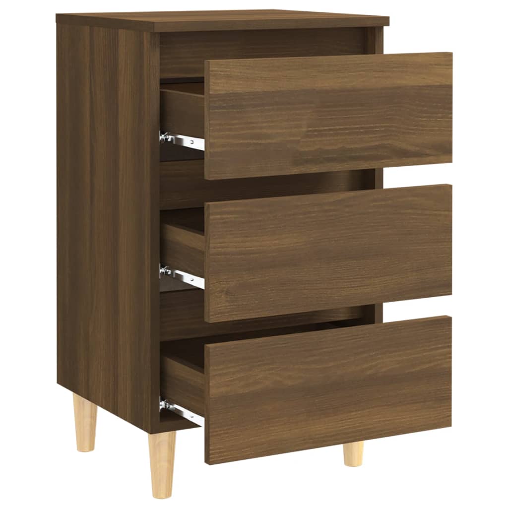 Yöpöytä täyspuujaloilla ruskea tammi 40x35x69 cm - Sisustajankoti.fi