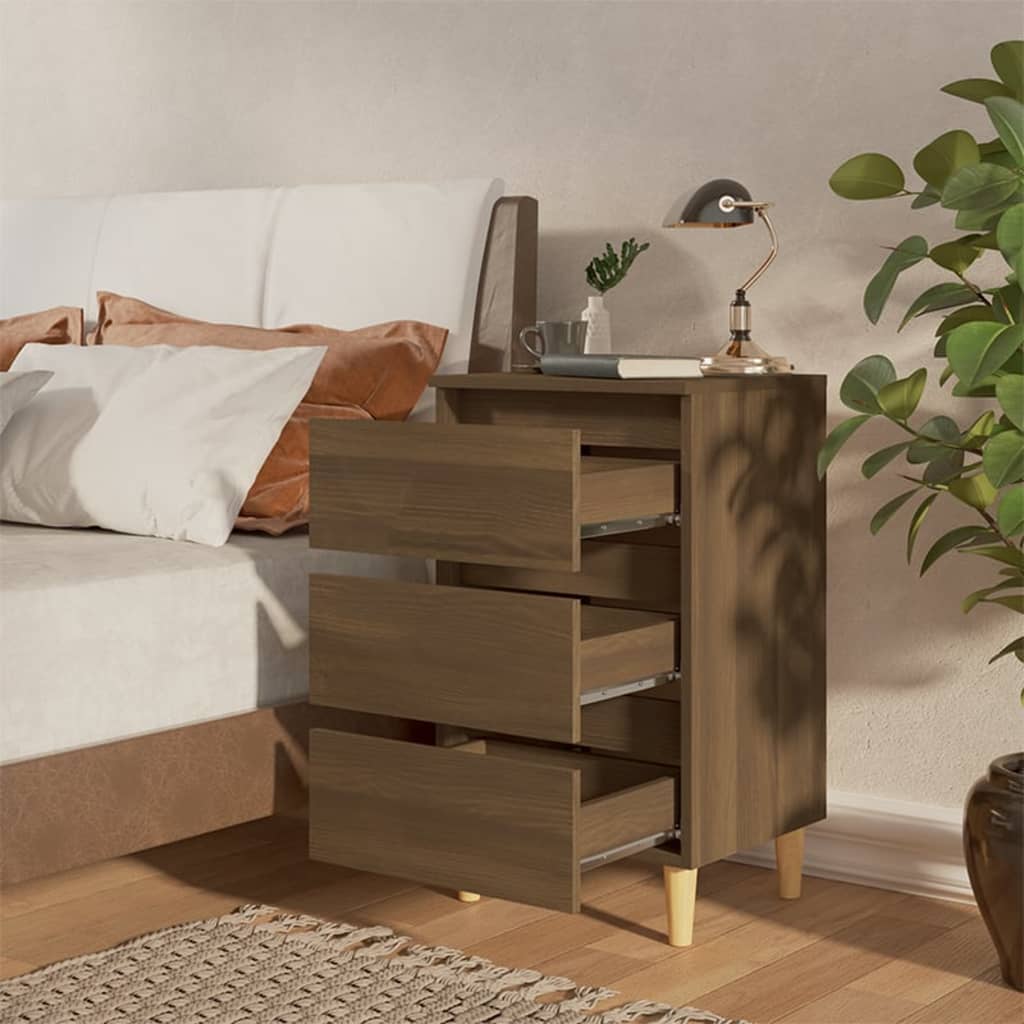 Yöpöydät täyspuujaloilla 2 kpl ruskea tammi 40x35x69 cm - Sisustajankoti.fi