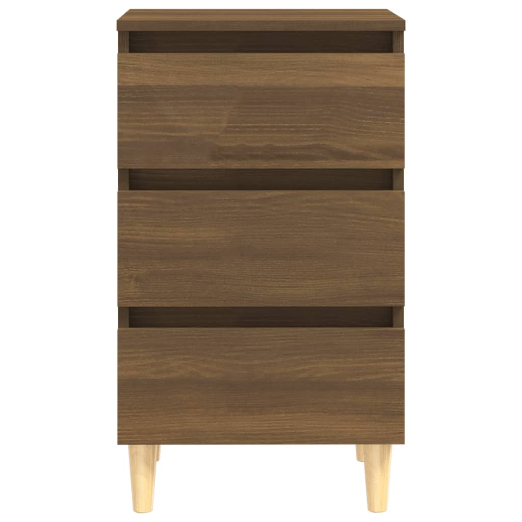 Yöpöydät täyspuujaloilla 2 kpl ruskea tammi 40x35x69 cm - Sisustajankoti.fi