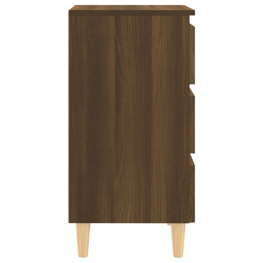 Yöpöydät täyspuujaloilla 2 kpl ruskea tammi 40x35x69 cm - Sisustajankoti.fi