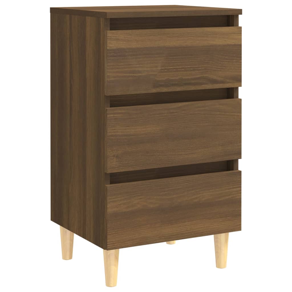 Yöpöydät täyspuujaloilla 2 kpl ruskea tammi 40x35x69 cm - Sisustajankoti.fi