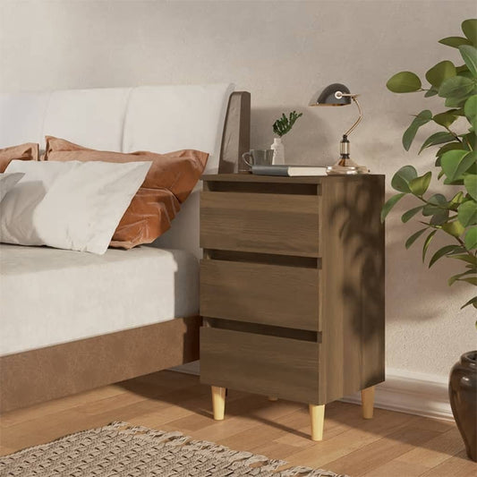Yöpöydät täyspuujaloilla 2 kpl ruskea tammi 40x35x69 cm - Sisustajankoti.fi