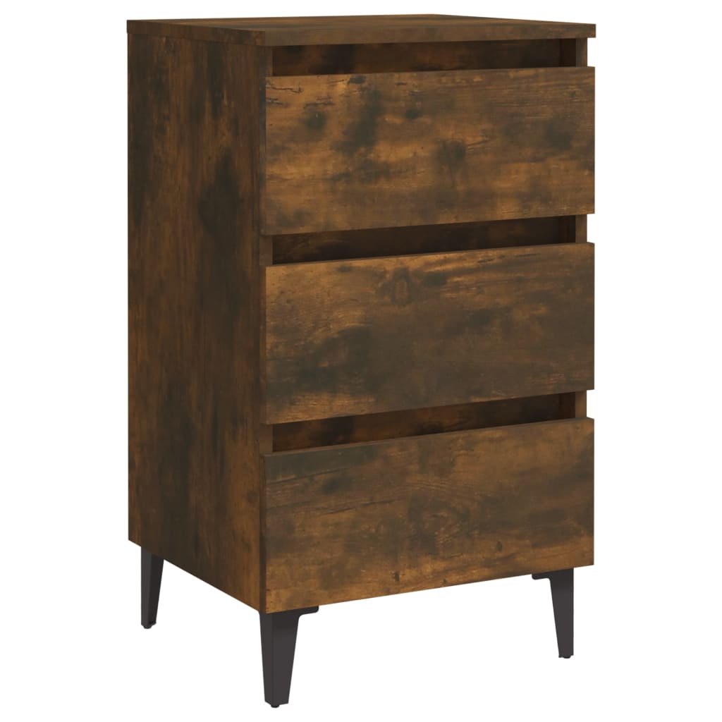 Yöpöydät metallijaloilla 2 kpl savutammi 40x35x69 cm - Sisustajankoti.fi