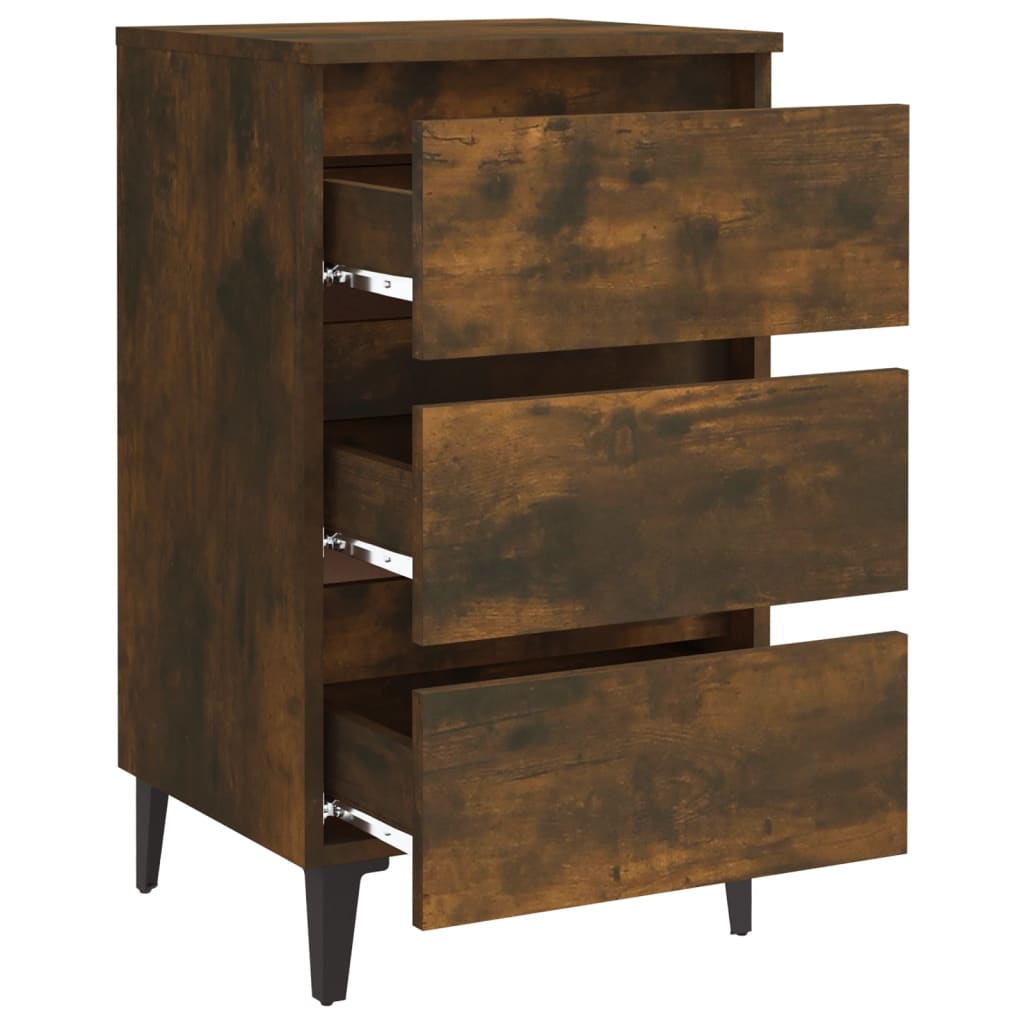 Yöpöydät metallijaloilla 2 kpl savutammi 40x35x69 cm - Sisustajankoti.fi
