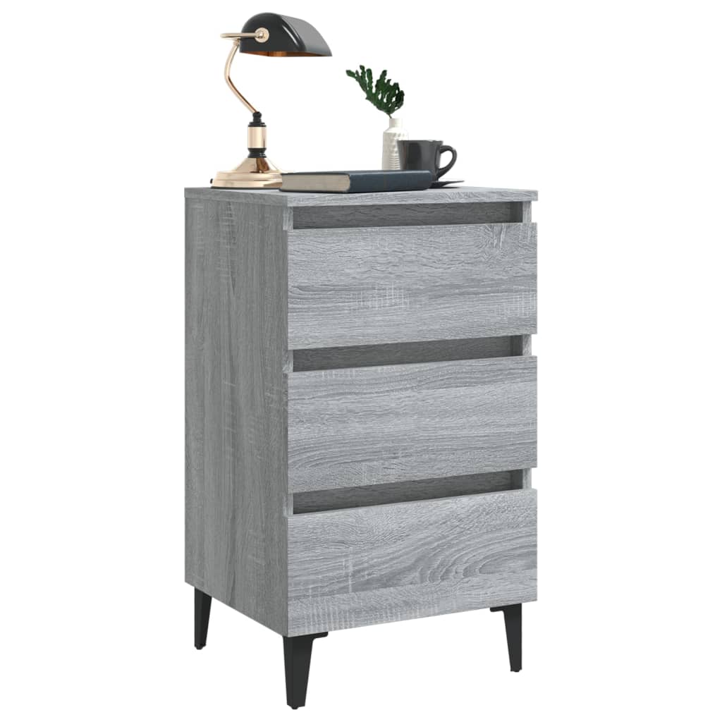 Yöpöydät metallijaloilla 2 kpl harmaa Sonoma 40x35x69 cm - Sisustajankoti.fi