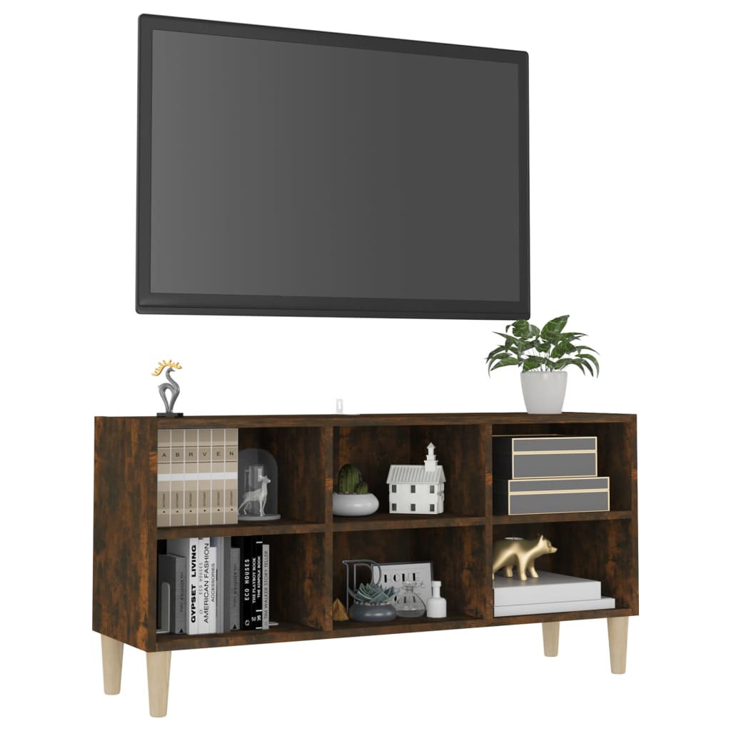 TV-taso täyspuiset jalat savutammi 103,5x30x50 cm - Sisustajankoti.fi