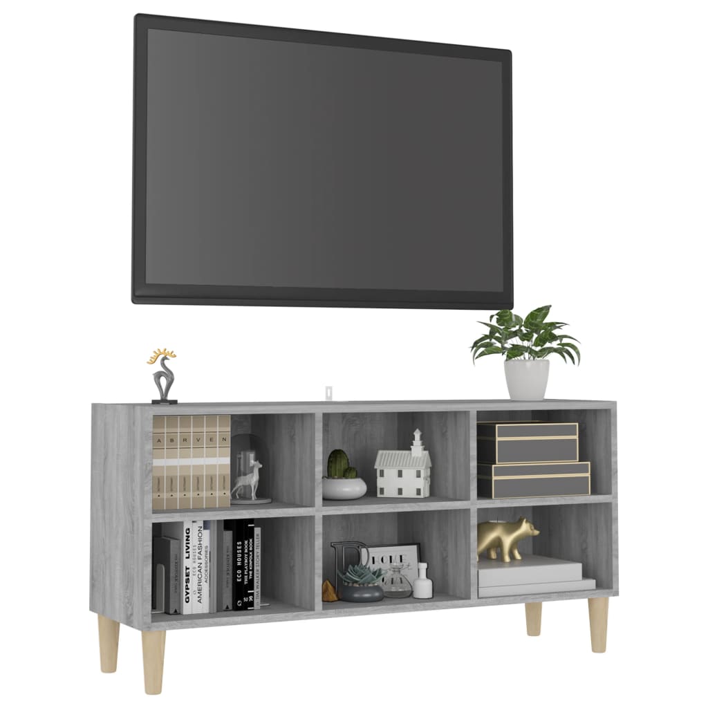 TV-taso täyspuiset jalat harmaa Sonoma 103,5x30x50 cm - Sisustajankoti.fi