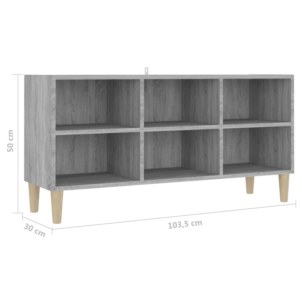 TV-taso täyspuiset jalat harmaa Sonoma 103,5x30x50 cm - Sisustajankoti.fi