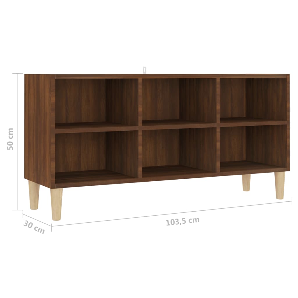 TV-taso täyspuiset jalat ruskea tammi 103,5x30x50 cm - Sisustajankoti.fi