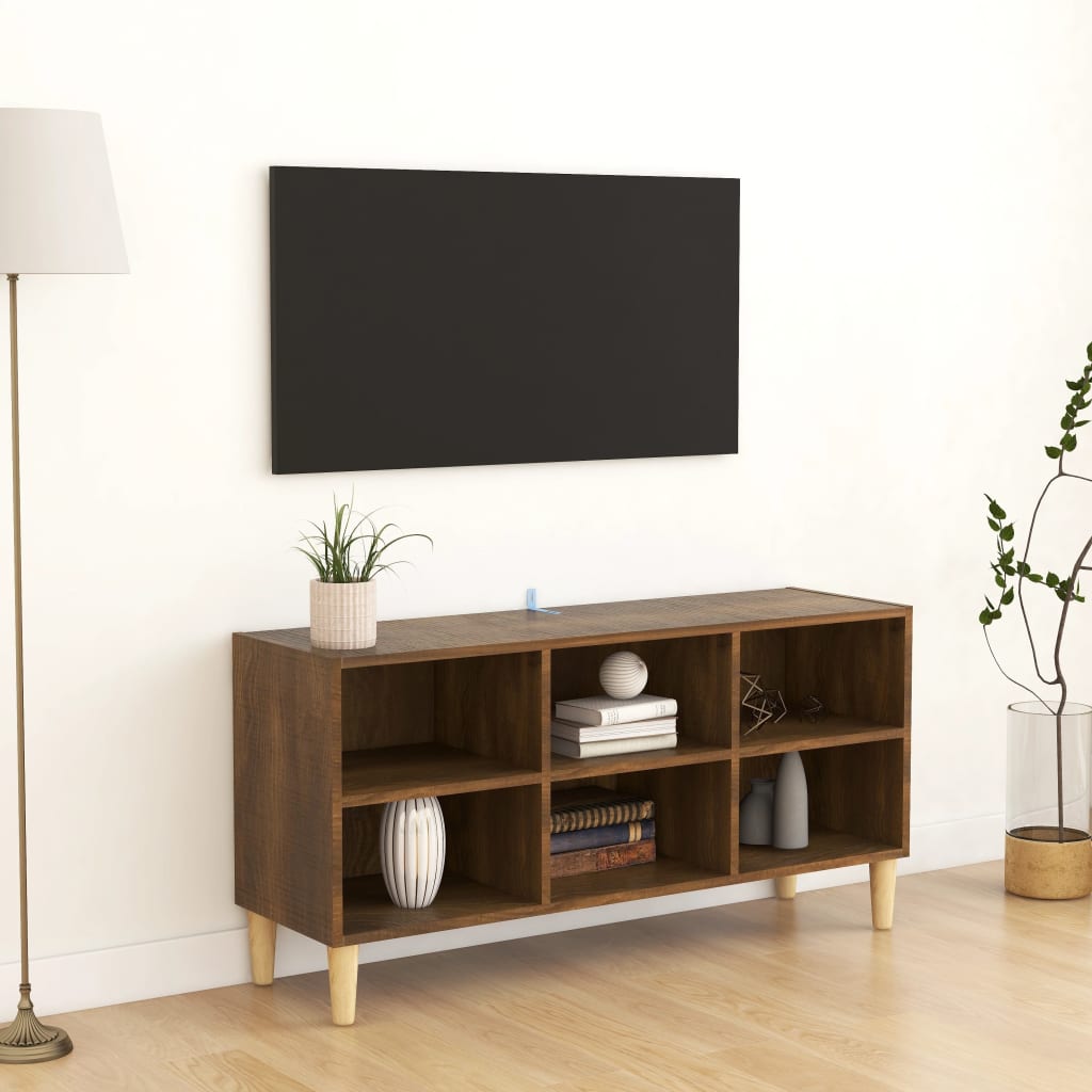 TV-taso täyspuiset jalat ruskea tammi 103,5x30x50 cm - Sisustajankoti.fi