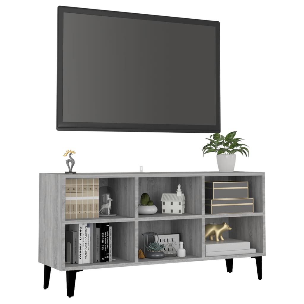 TV-taso metallijaloilla harmaa Sonoma 103,5x30x50 cm - Sisustajankoti.fi