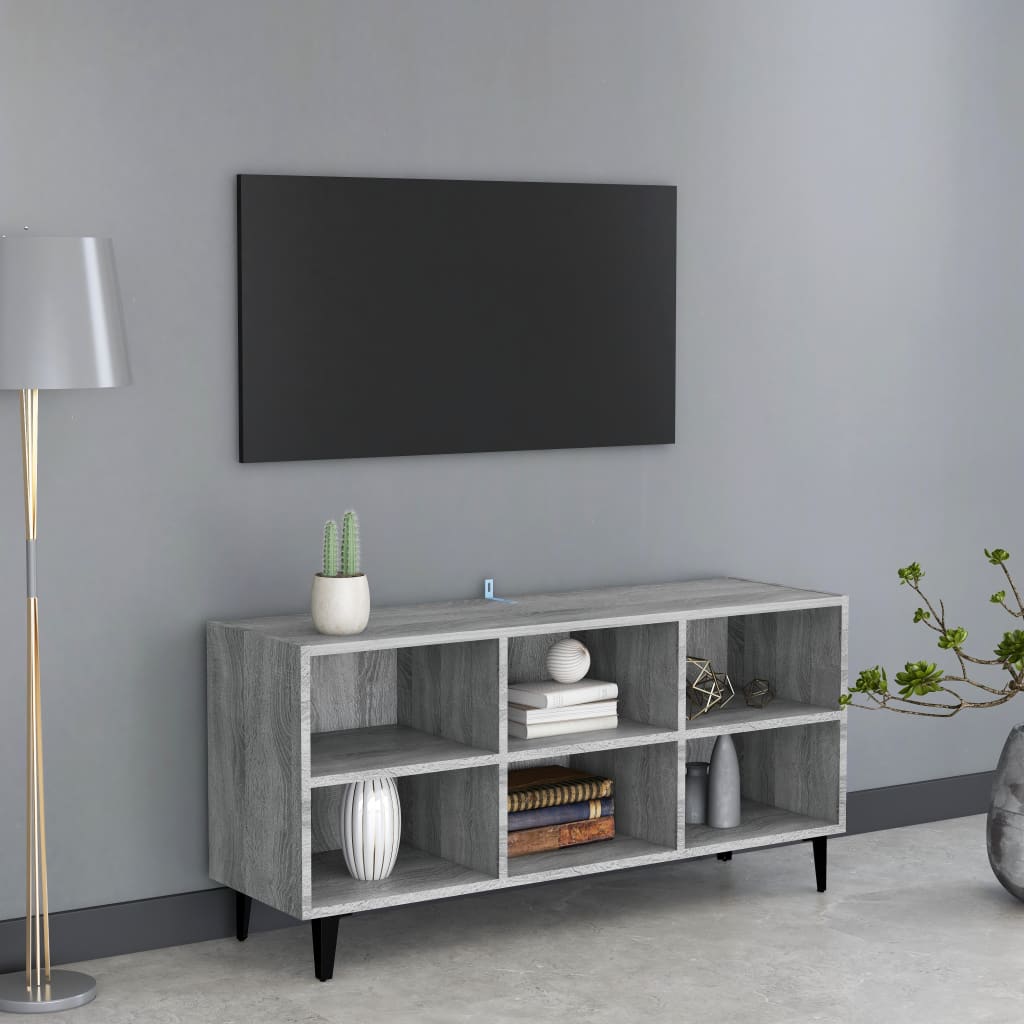 TV-taso metallijaloilla harmaa Sonoma 103,5x30x50 cm - Sisustajankoti.fi