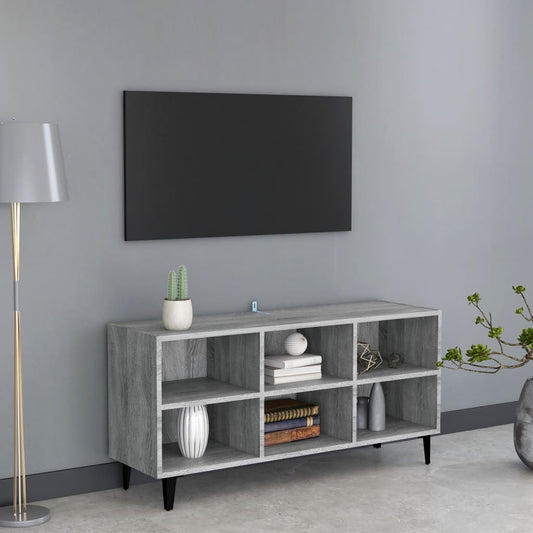 TV-taso metallijaloilla harmaa Sonoma 103,5x30x50 cm - Sisustajankoti.fi