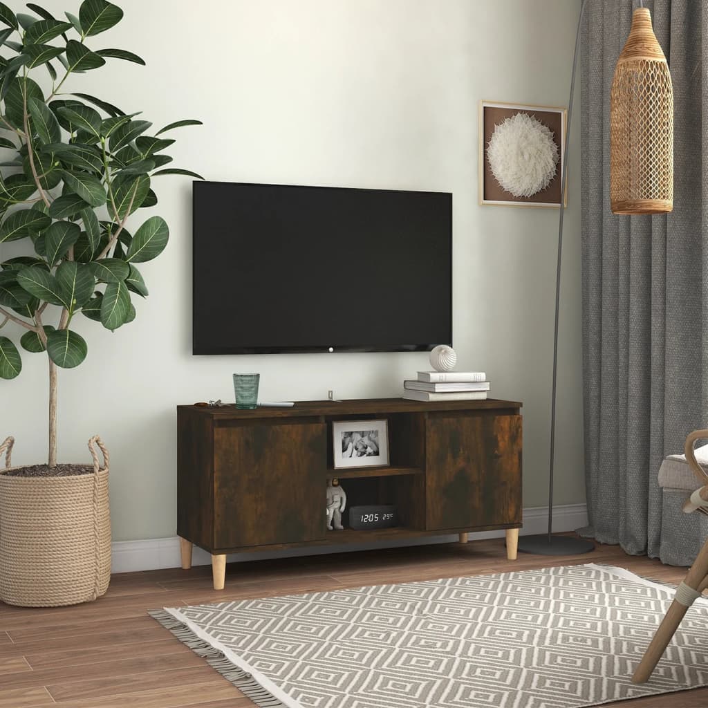 TV-taso täyspuujaloilla savutammi 103,5x35x50 cm - Sisustajankoti.fi