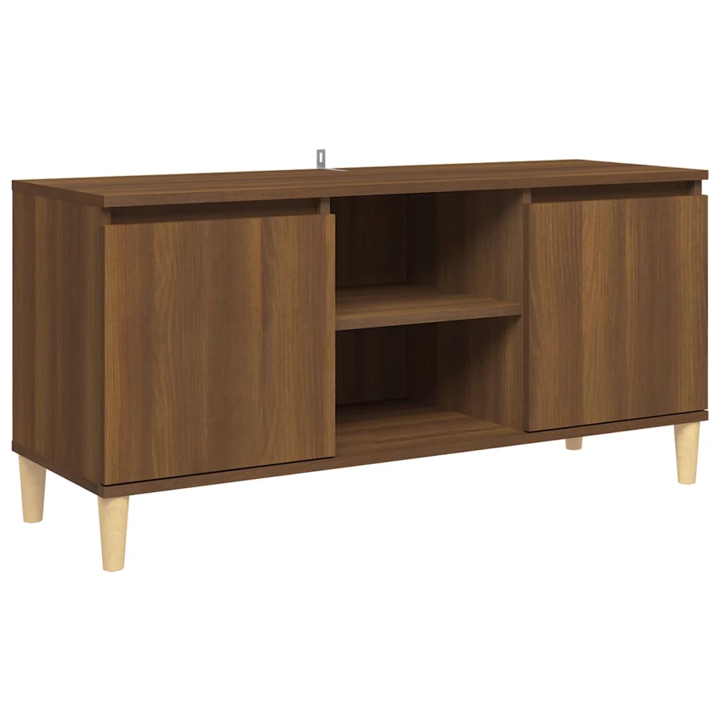 TV-taso täyspuiset jalat ruskea tammi 103,5x35x50 cm - Sisustajankoti.fi
