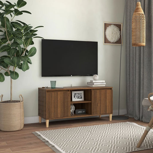 TV-taso täyspuiset jalat ruskea tammi 103,5x35x50 cm - Sisustajankoti.fi