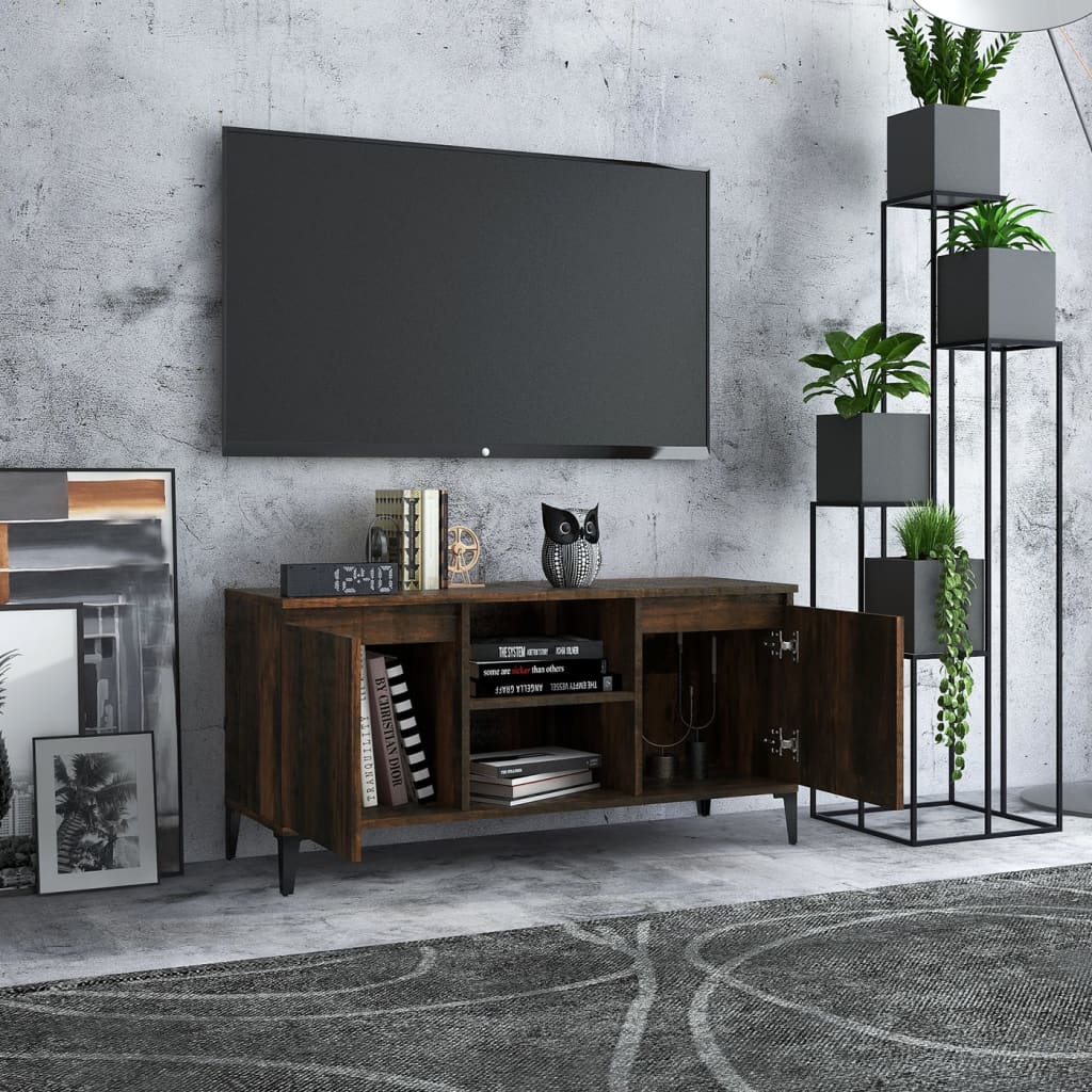 TV-taso metallijaloilla savutammi 103,5x35x50 cm - Sisustajankoti.fi