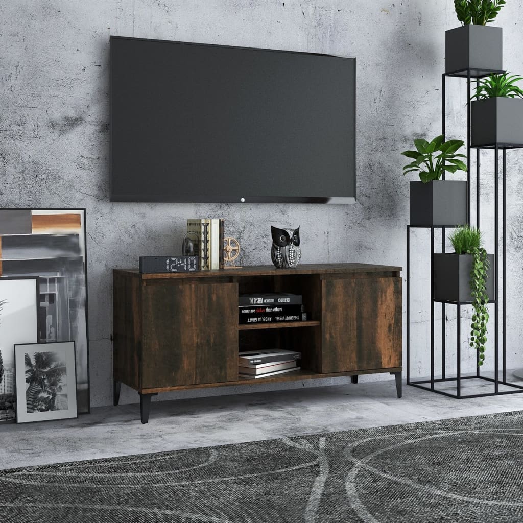 TV-taso metallijaloilla savutammi 103,5x35x50 cm - Sisustajankoti.fi