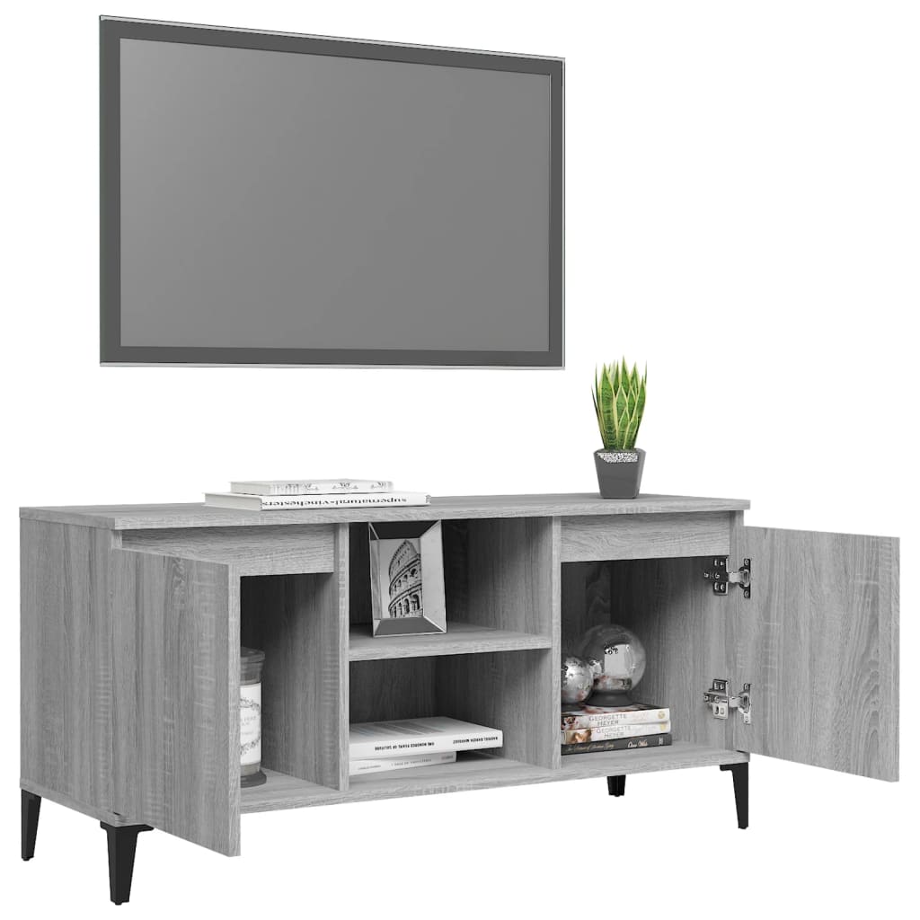 TV-taso metallijaloilla harmaa Sonoma 103,5x35x50 cm - Sisustajankoti.fi