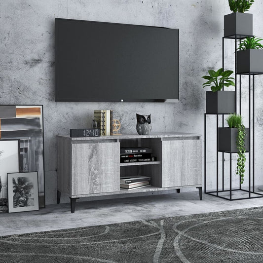 TV-taso metallijaloilla harmaa Sonoma 103,5x35x50 cm - Sisustajankoti.fi