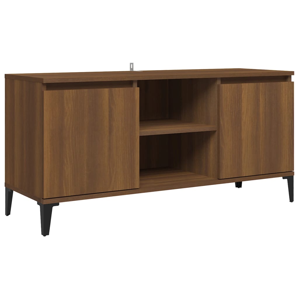 TV-taso metallijaloilla ruskea tammi 103,5x35x50 cm - Sisustajankoti.fi