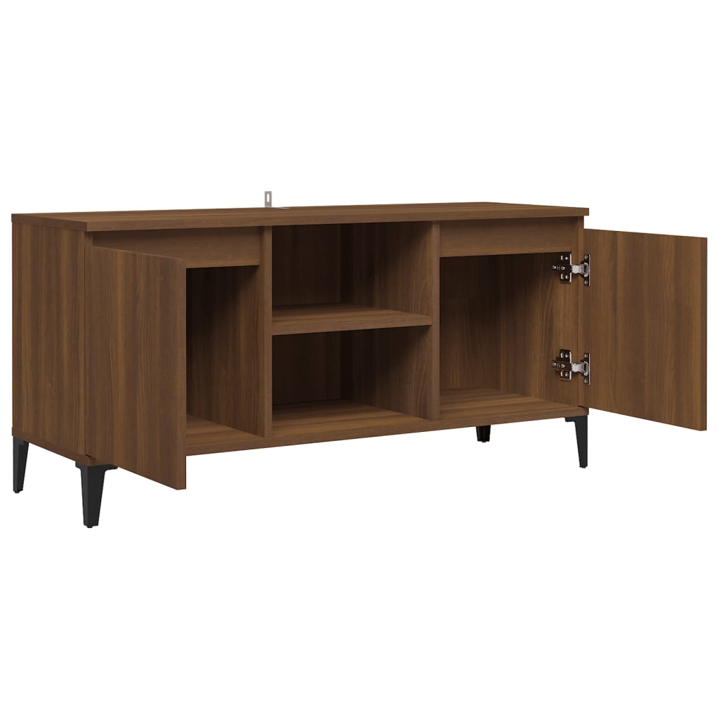 TV-taso metallijaloilla ruskea tammi 103,5x35x50 cm - Sisustajankoti.fi