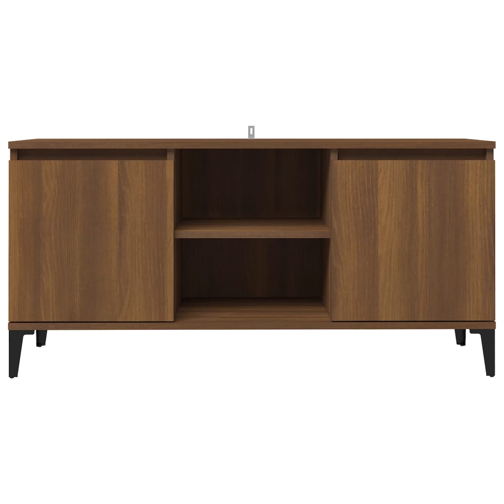 TV-taso metallijaloilla ruskea tammi 103,5x35x50 cm - Sisustajankoti.fi