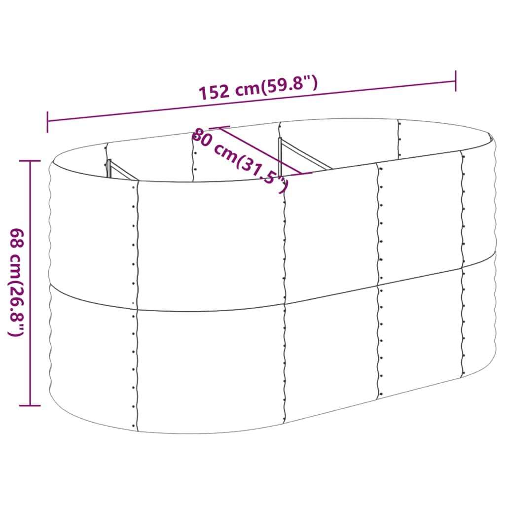 Korotettu kukkalaatikko jauhemaalattu teräs 152x80x68cm antras. - Sisustajankoti.fi