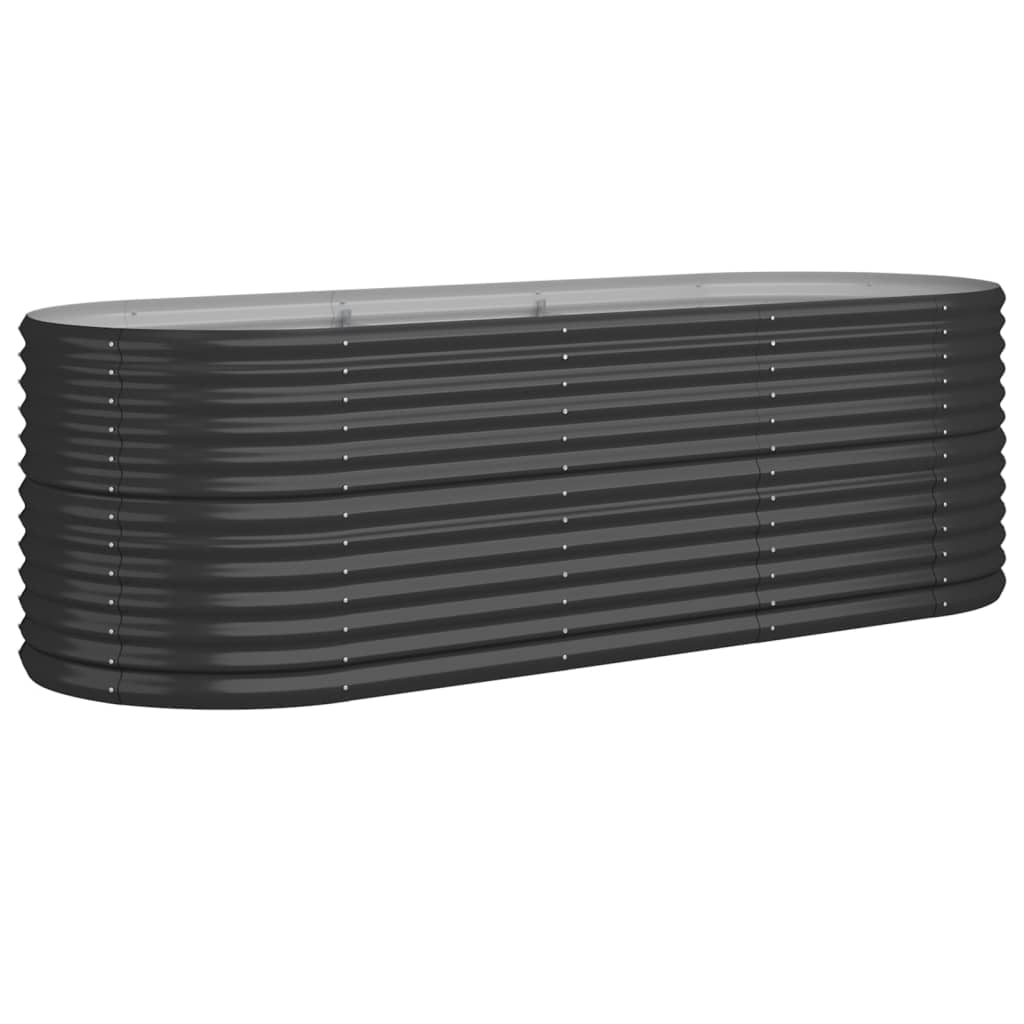 Korotettu kukkalaatikko jauhemaalattu teräs 224x80x68cm antras. - Sisustajankoti.fi