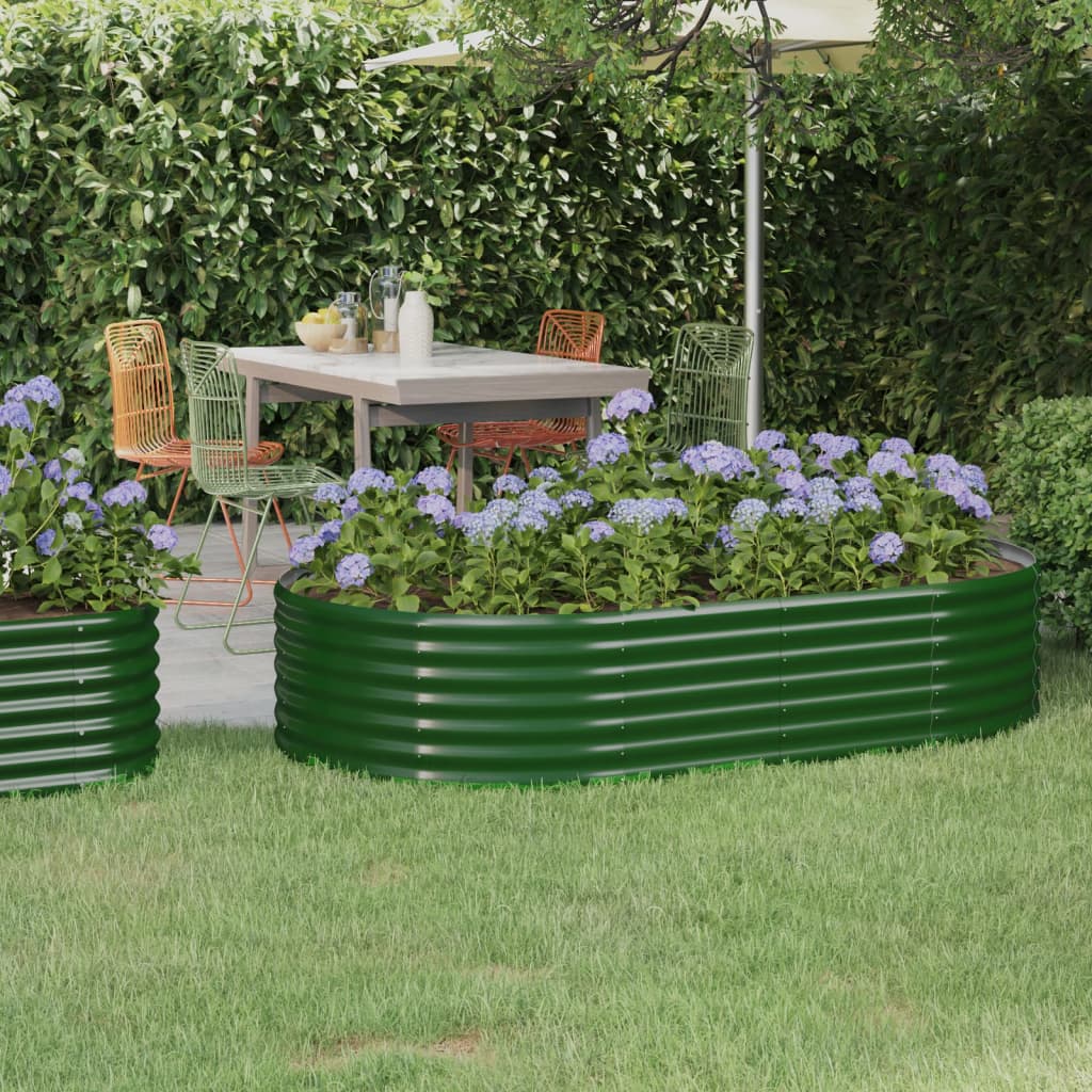 Korotettu kukkalaatikko jauhemaalattu teräs 175x100x36cm vihreä - Sisustajankoti.fi