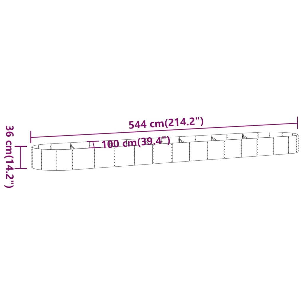 Puutarhakukkalaatikko jauhemaalattu teräs 544x100x36 cm vihreä - Sisustajankoti.fi