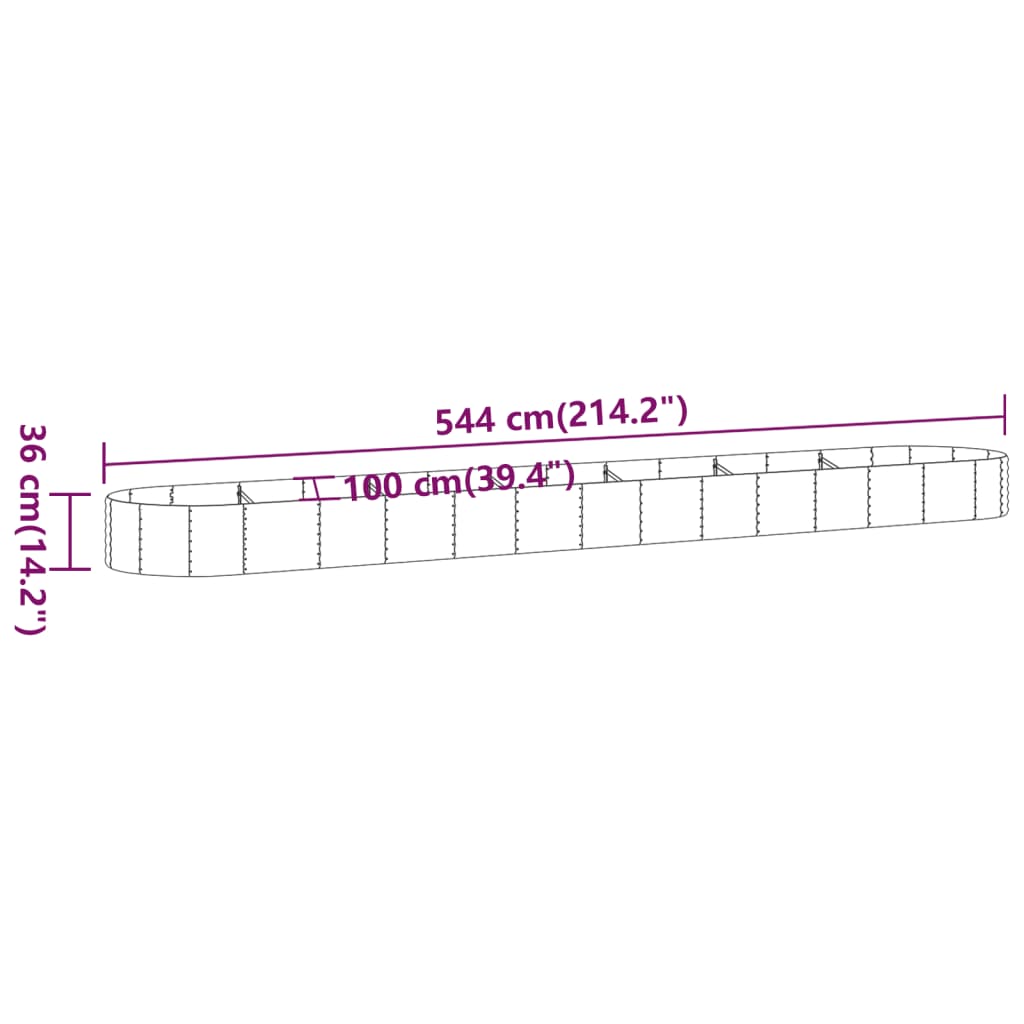 Puutarhakukkalaatikko jauhemaalattu teräs 544x100x36 cm antras. - Sisustajankoti.fi