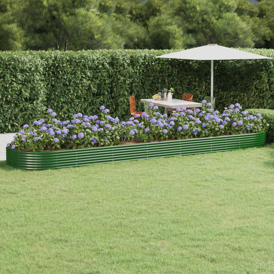 Puutarhakukkalaatikko jauhemaalattu teräs 600x140x36 cm vihreä - Sisustajankoti.fi