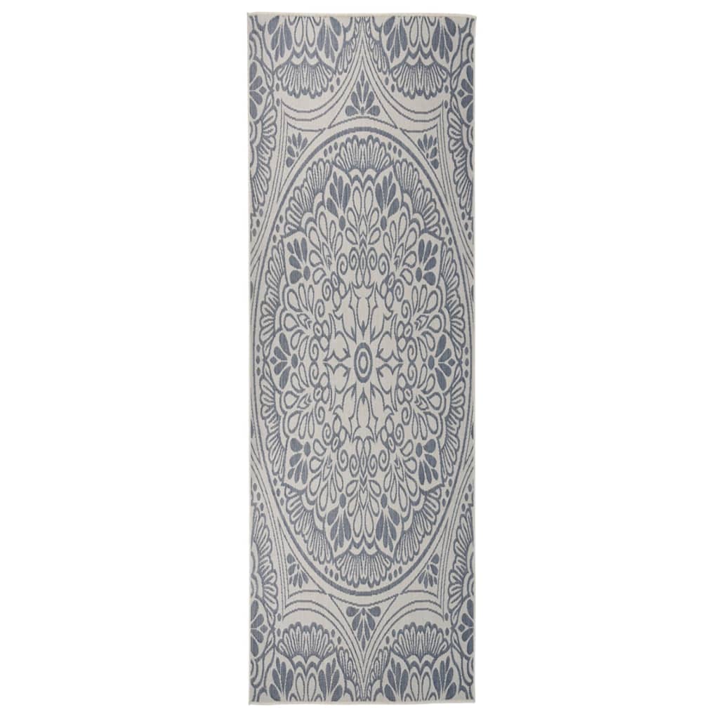 Ulkomatto Flatweave 80x250 cm sininen kuvio - Sisustajankoti.fi