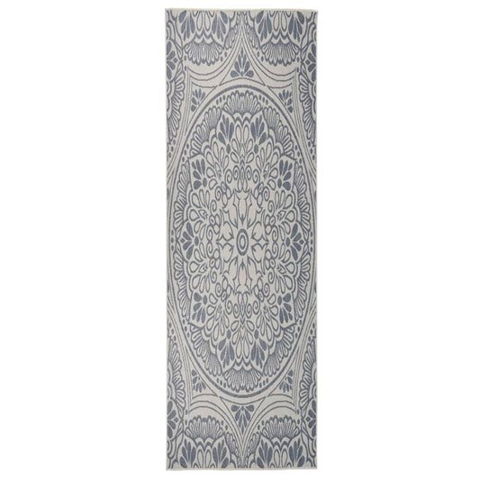 Ulkomatto Flatweave 80x250 cm sininen kuvio - Sisustajankoti.fi