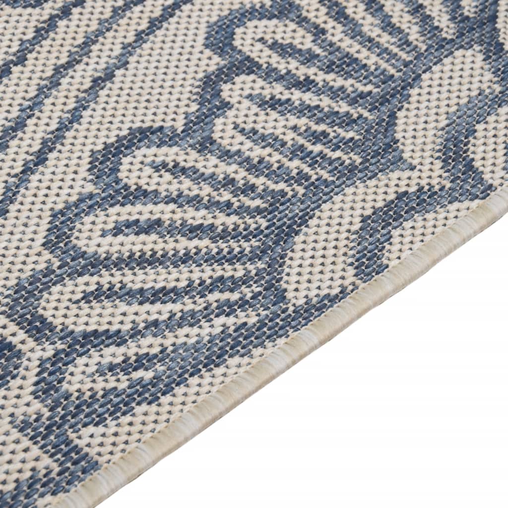 Ulkomatto Flatweave 100x200 cm sininen kuvio - Sisustajankoti.fi