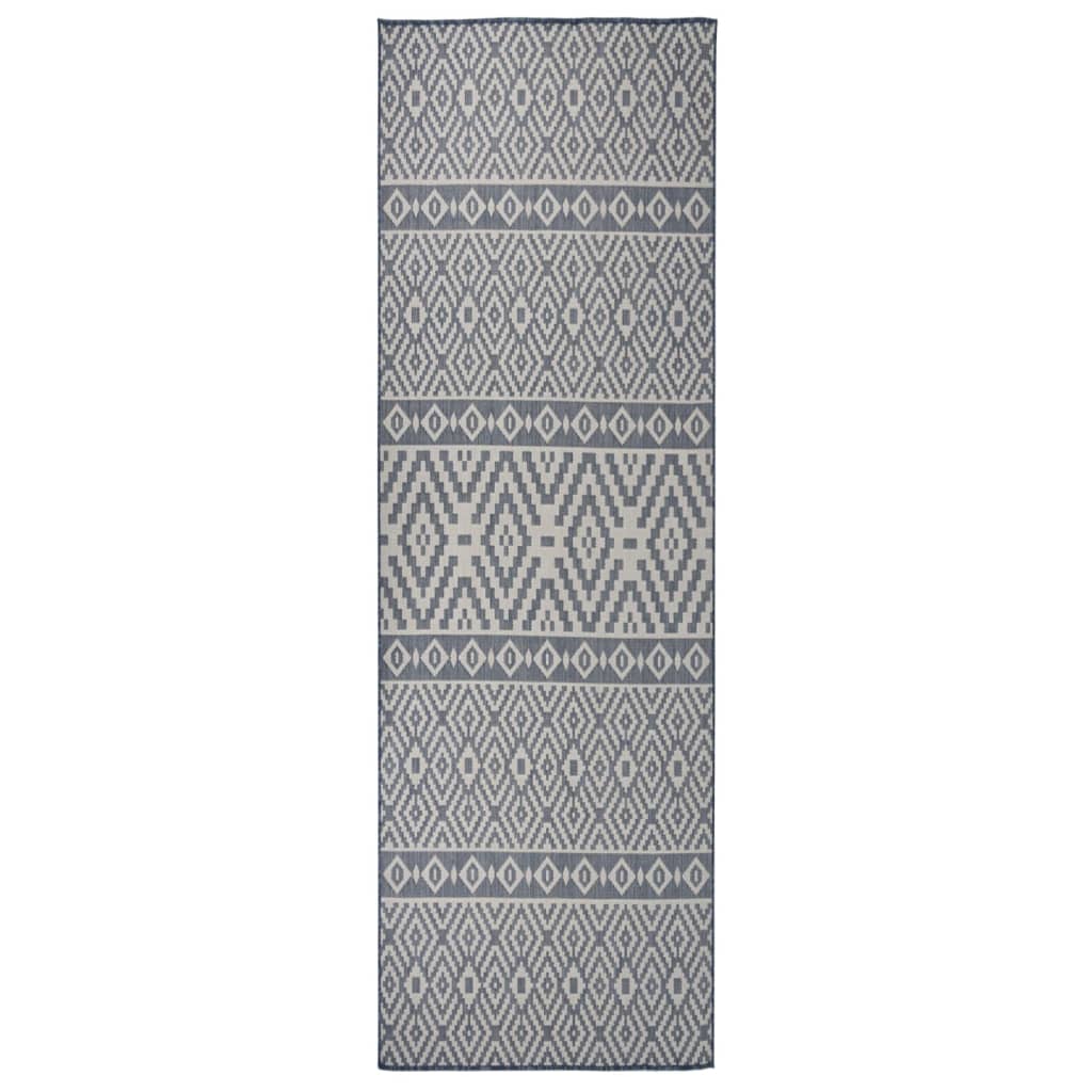 Ulkomatto Flatweave 80x250 cm siniset raidat - Sisustajankoti.fi