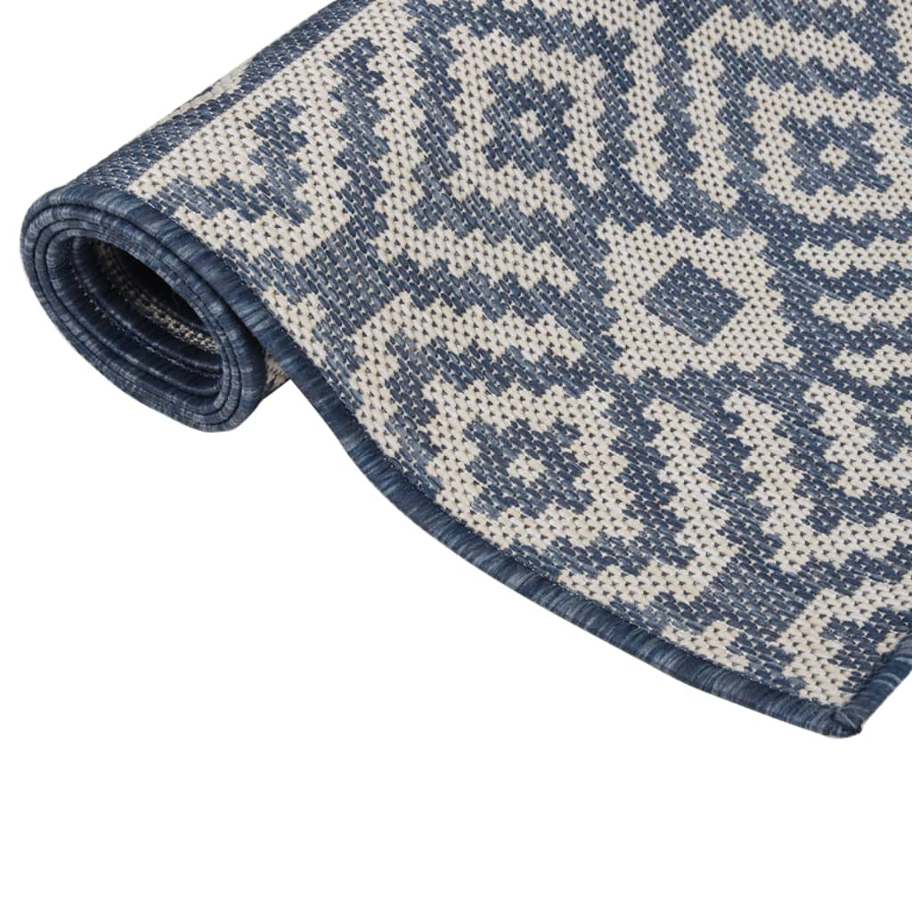 Ulkomatto Flatweave 80x250 cm siniset raidat - Sisustajankoti.fi
