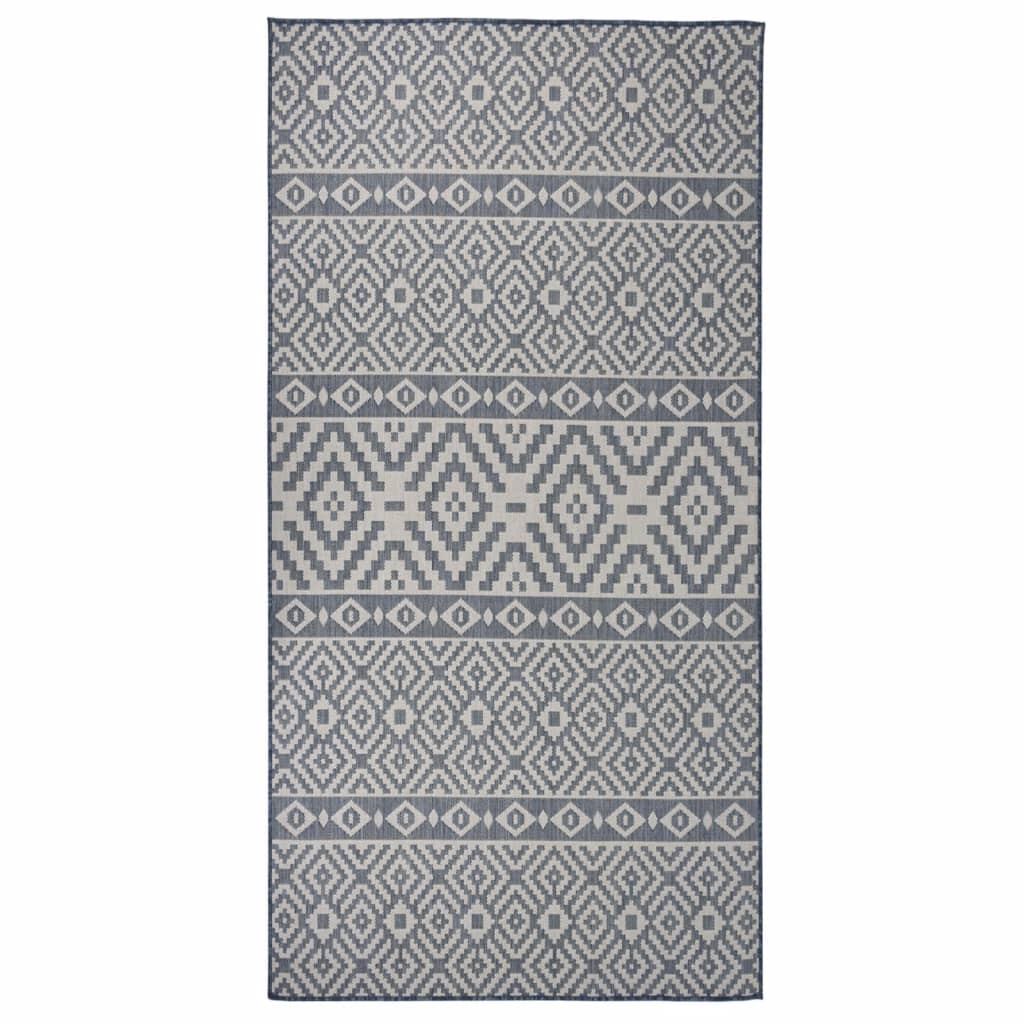 Ulkomatto Flatweave 100x200 cm siniset raidat - Sisustajankoti.fi