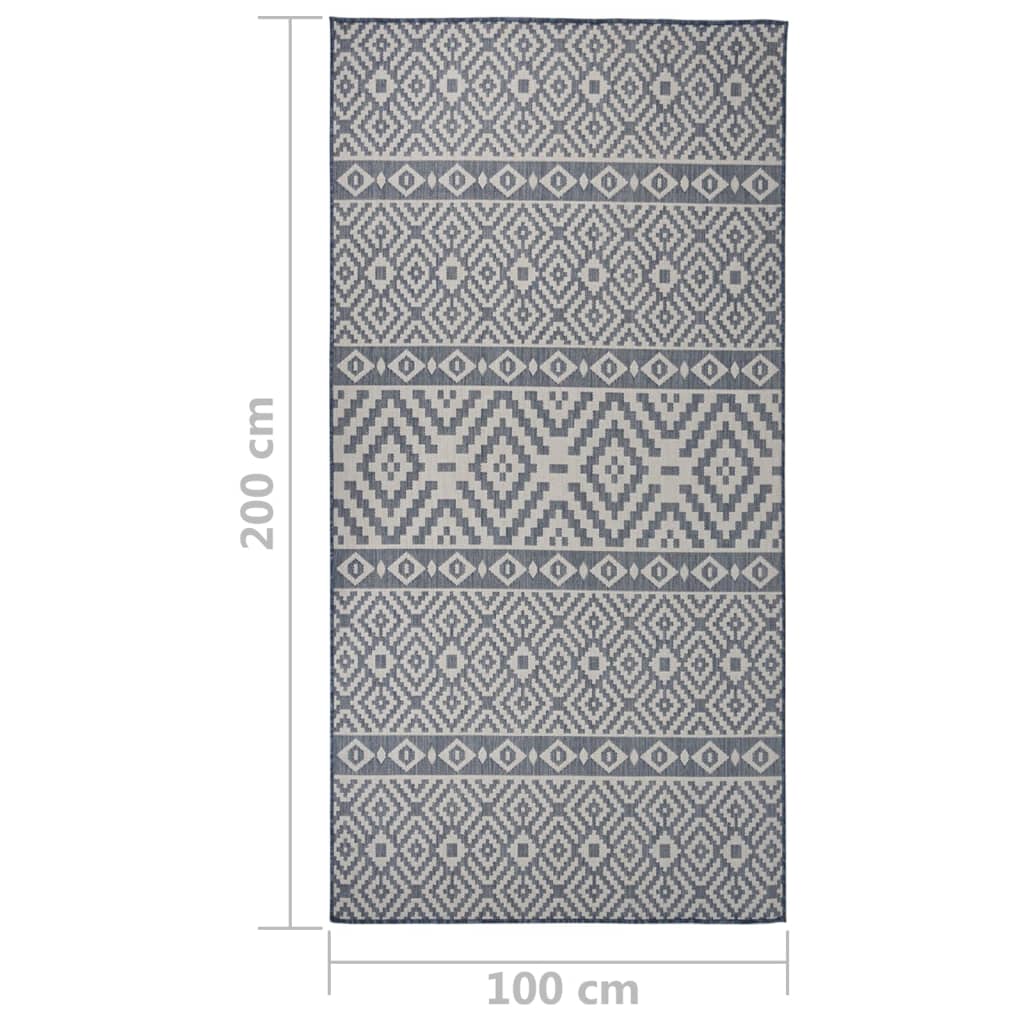 Ulkomatto Flatweave 100x200 cm siniset raidat - Sisustajankoti.fi