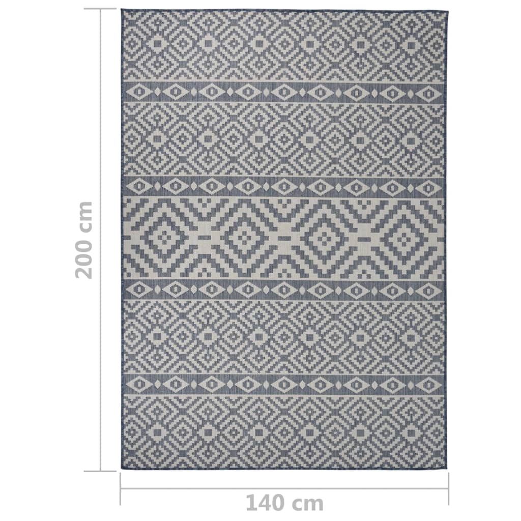 Ulkomatto Flatweave 140x200 cm siniset raidat - Sisustajankoti.fi