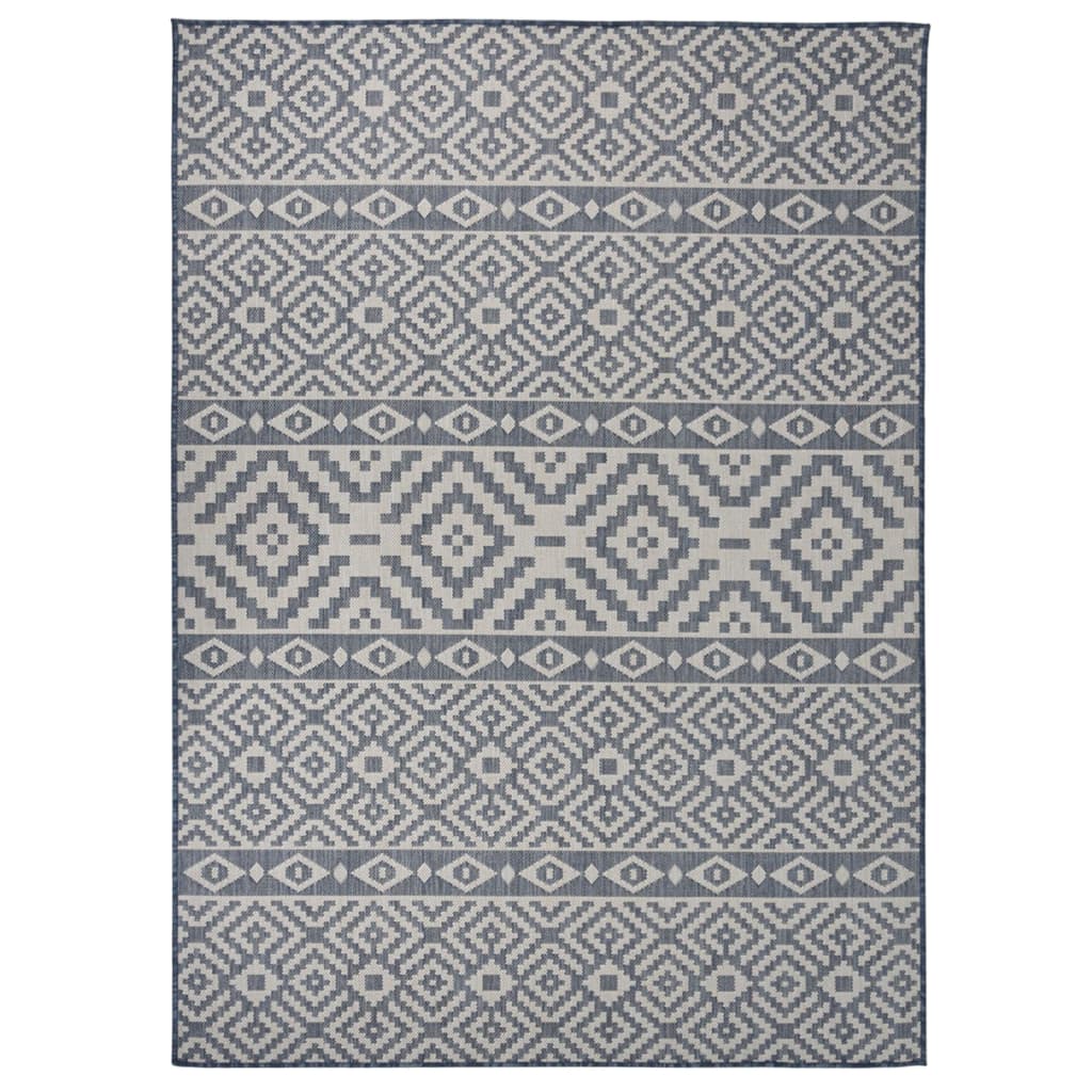 Ulkomatto Flatweave 200x280 cm siniset raidat - Sisustajankoti.fi