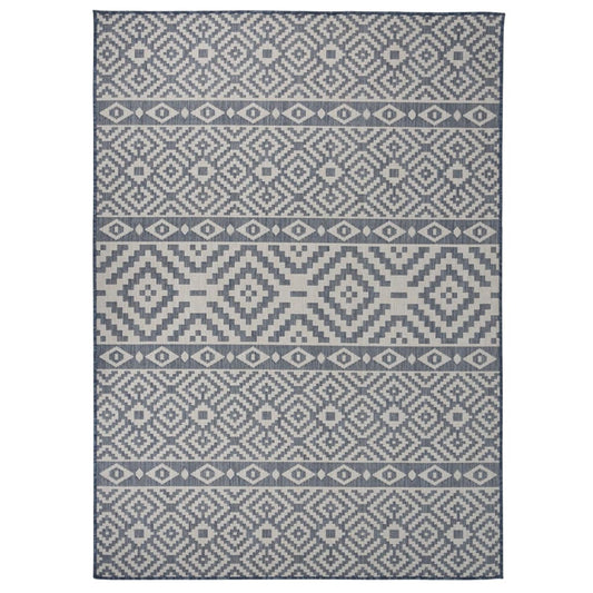 Ulkomatto Flatweave 200x280 cm siniset raidat - Sisustajankoti.fi