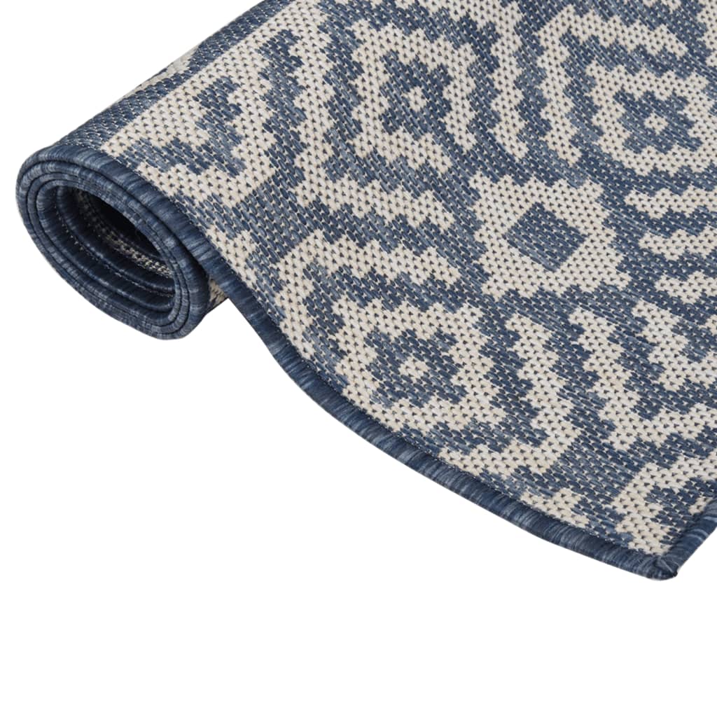 Ulkomatto Flatweave 200x280 cm siniset raidat - Sisustajankoti.fi