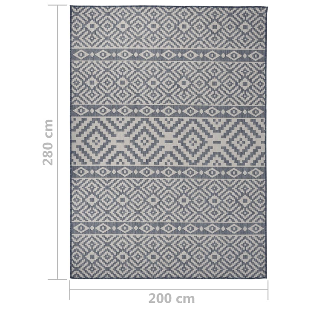 Ulkomatto Flatweave 200x280 cm siniset raidat - Sisustajankoti.fi
