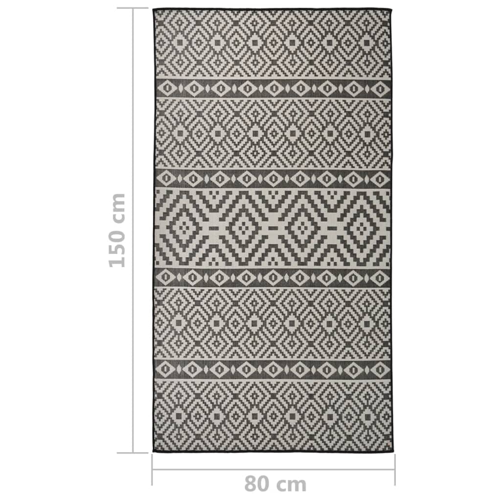 Ulkomatto Flatweave 80x150 cm mustat raidat - Sisustajankoti.fi