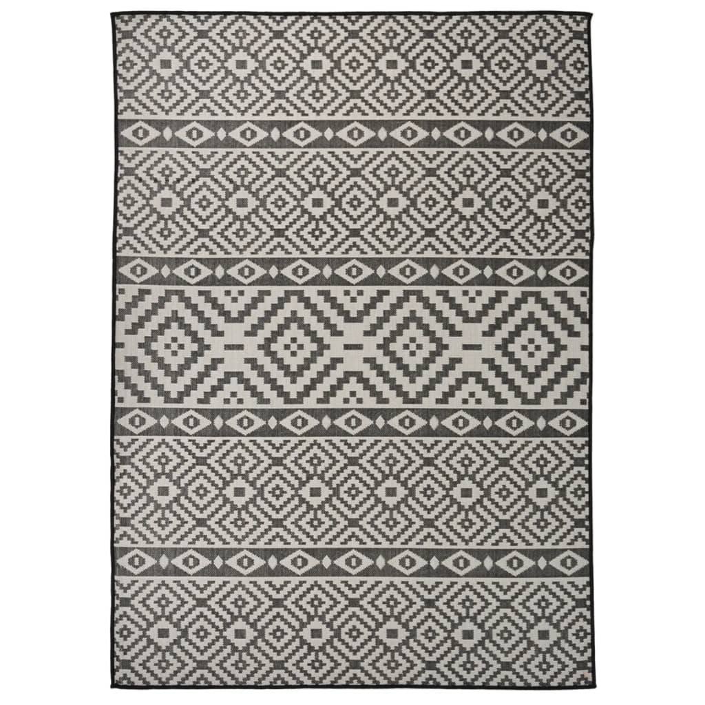 Ulkomatto Flatweave 120x170 cm mustat raidat - Sisustajankoti.fi