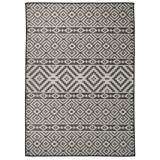 Ulkomatto Flatweave 120x170 cm mustat raidat - Sisustajankoti.fi